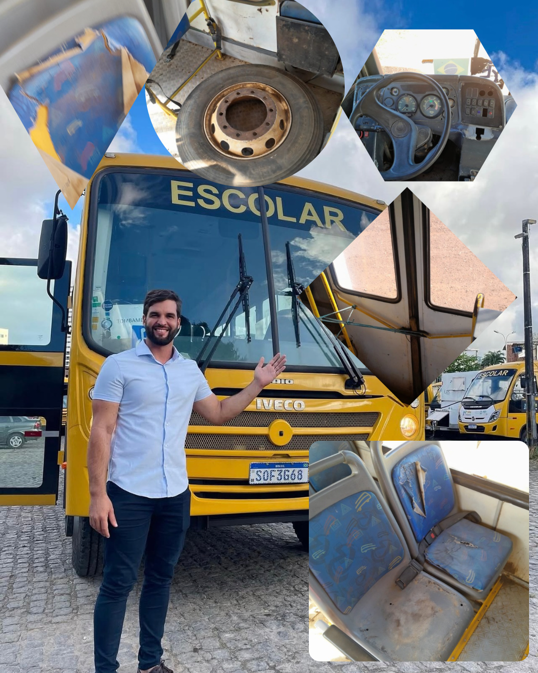 Granito recebe ônibus novos do Estado, mas alunos seguem sendo transportados em veículos sucateados